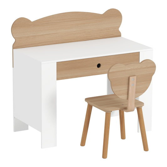 AIYAPLAY Kids Desk and Chair Set in a Natural Wood Finish
