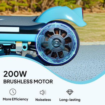 AIYAPLAY Electric Scooter for Kids Ages 6-14, with Dual Brakes, Flash Wheel and Colourful Light, Kids Electric Scooter E Scooter, Up to 12 KM/H & 10 KM, Blue