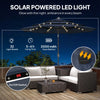 Outsunny 2.8 m Garden Parasol Umbrella with LED Solar Light, Parasol Cover, 3 Tier Outdoor Table Market Patio Umbrella, Navy Blue