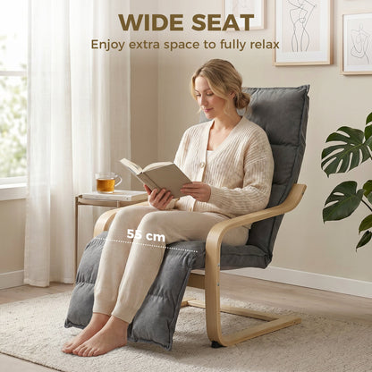 HOMCOM Modern Accent Chair, Leisure Lounge Chair Armchair with Footrest, Plush Cushion, Curved Legs and Arms, Grey