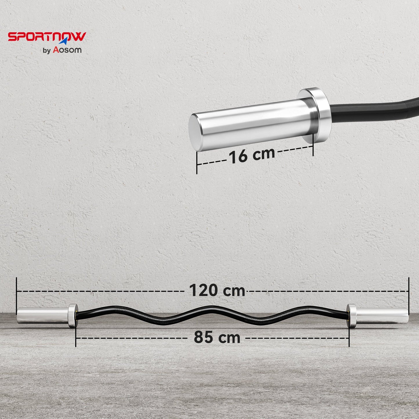 SPORTNOW قضيب أولمبي EZ Curl بطول 4 أقدام، قضيب رفع أثقال لألواح الوزن مقاس 2 بوصة مع قبضة يد غير قابلة للانزلاق 120 سم