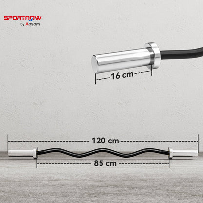 SPORTNOW قضيب أولمبي EZ Curl بطول 4 أقدام، قضيب رفع أثقال لألواح الوزن مقاس 2 بوصة مع قبضة يد غير قابلة للانزلاق 120 سم