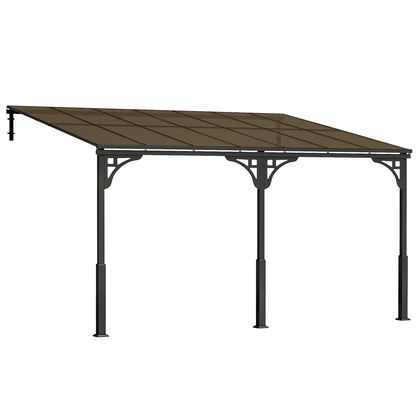 Outsunny Metal Lean-to Pergola in Brown