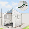 Outsunny Walk-in Greenhouse for Outdoors with Steel Frame, Large Plant House with Roll-up Door and PE Ground Cover, White