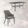 Outsunny 6 Seater Rattan Dining Set with Cushions, Garden Furniture Set with Armchairs, Rectangle Slatted Table Top, Steel Frame, Parasol Hole, Wicker Outdoor Furniture for Patio, Balcony, Grey