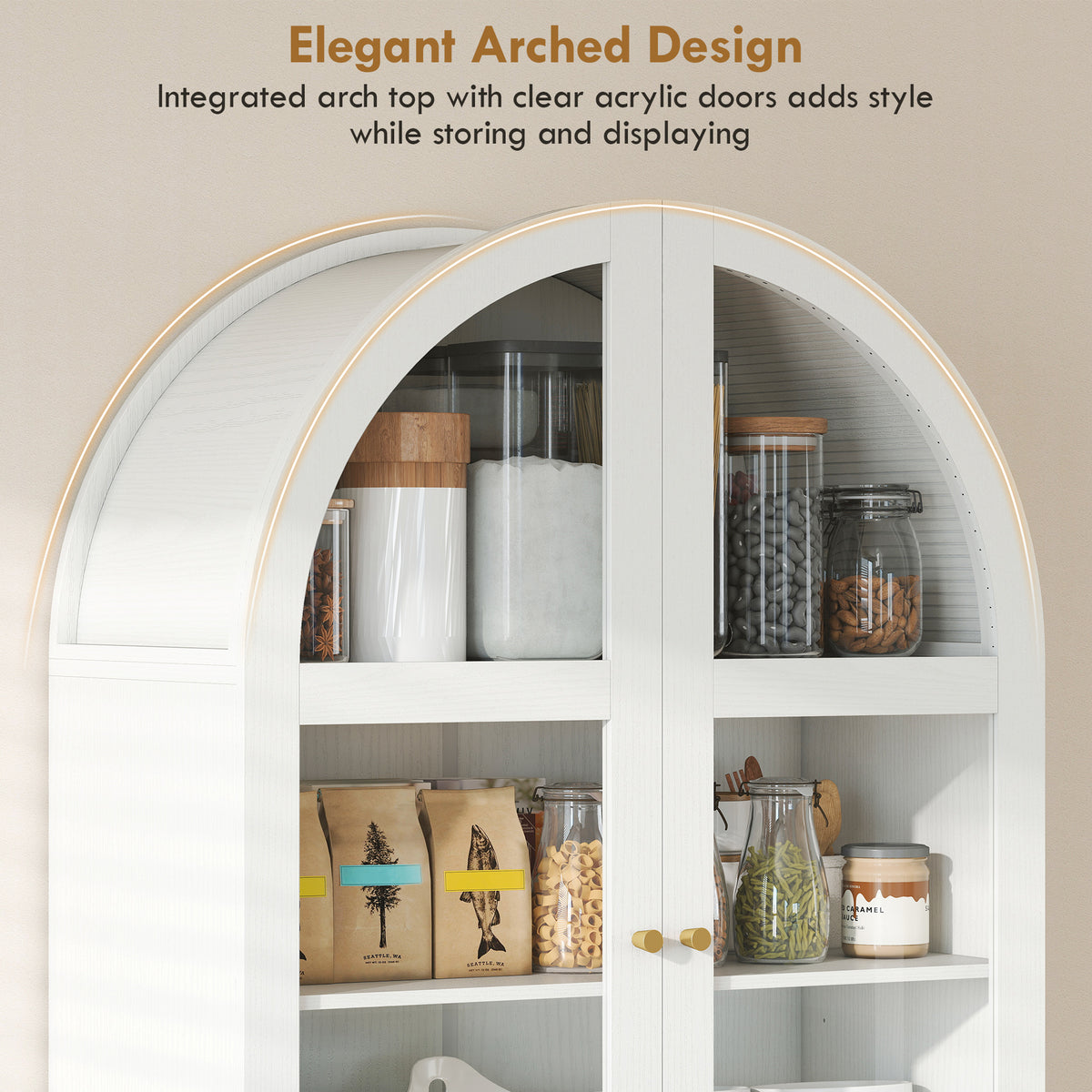 HOMCOM 180cm Tall Kitchen Cupboard in White