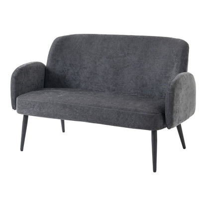 HOMCOM 132cm 2 Seater Sofa, Velvet Comfy Small Sofa Couch with Wide Seat, Thick Padding, Tapered Metal Legs, Dark Grey