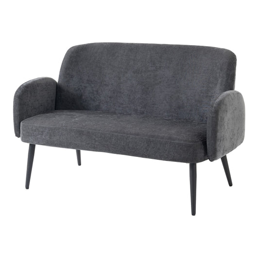 HOMCOM 132cm 2 Seater Sofa, Velvet Comfy Small Sofa Couch with Wide Seat, Thick Padding, Tapered Metal Legs, Dark Grey