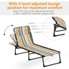 Outsunny Folding Sun Lounger Beach Chaise Chair Garden Reclining Cot Camping Recliner with 4 Position Adjustable Multicolored