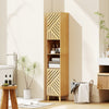 HOMCOM Multi-Storage Bamboo Door Bathroom Cabinet - Natural Finish