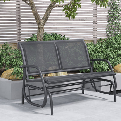 Outsunny 2-Person Outdoor Glider Bench Patio Double Swing Gliding Chair Loveseat w/Power Coated Steel Frame for Garden Patio Porch, Black