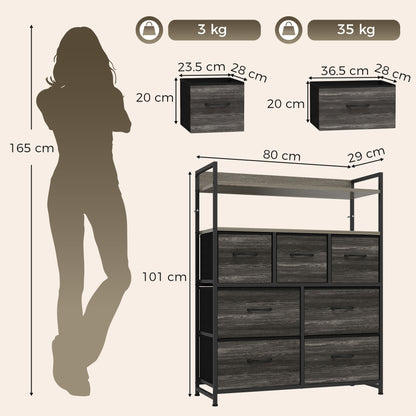 HOMCOM Chest of Drawers in Grey Wood-effect