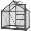 Outsunny 6 x 4ft Polycarbonate Greenhouse, Large Walk-In Green House with Slide Door and Window, Garden Plants Grow House with Aluminium Frame and Foundation, Grey