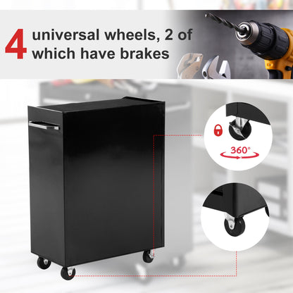 HOMCOM 5-Drawer Tool Box on Wheels, Lockable Tool Storage Cabinet with EVA Pat, Black