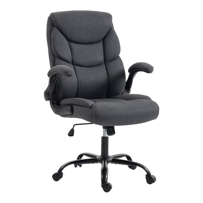 HOMCOM Office Chair, Executive Desk Chair with Flip-up Armrest, Thick Padding, 360 Degree Swivel, Dark Grey