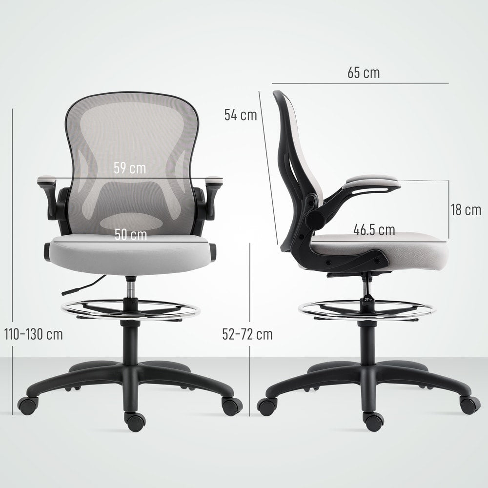Vinsetto Adjustable Mesh Standing Desk Chair in Grey