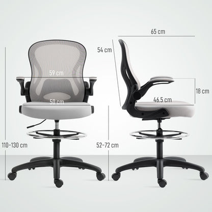 Vinsetto Adjustable Mesh Standing Desk Chair in Grey