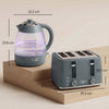 HOMCOM Kettle and Toaster Set, 1.7L 3000W Rapid Kettle with Strix Thermostat, 4 Slice Toaster with 7 Browning Controls, Grey