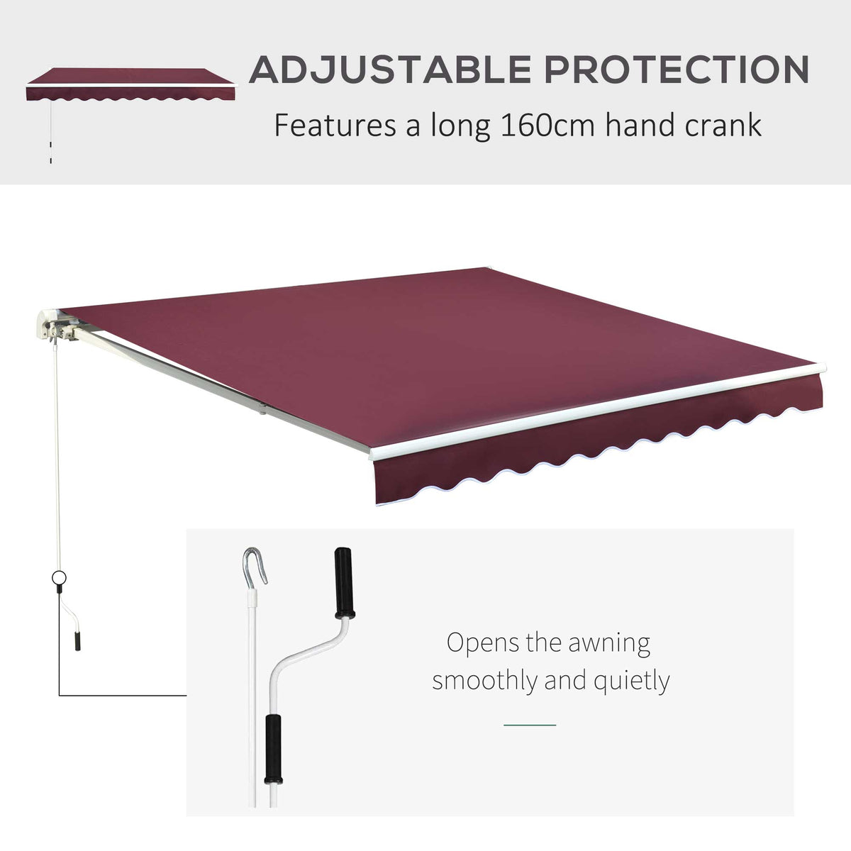 Outsunny Manual Retractable Awning in Wine Red