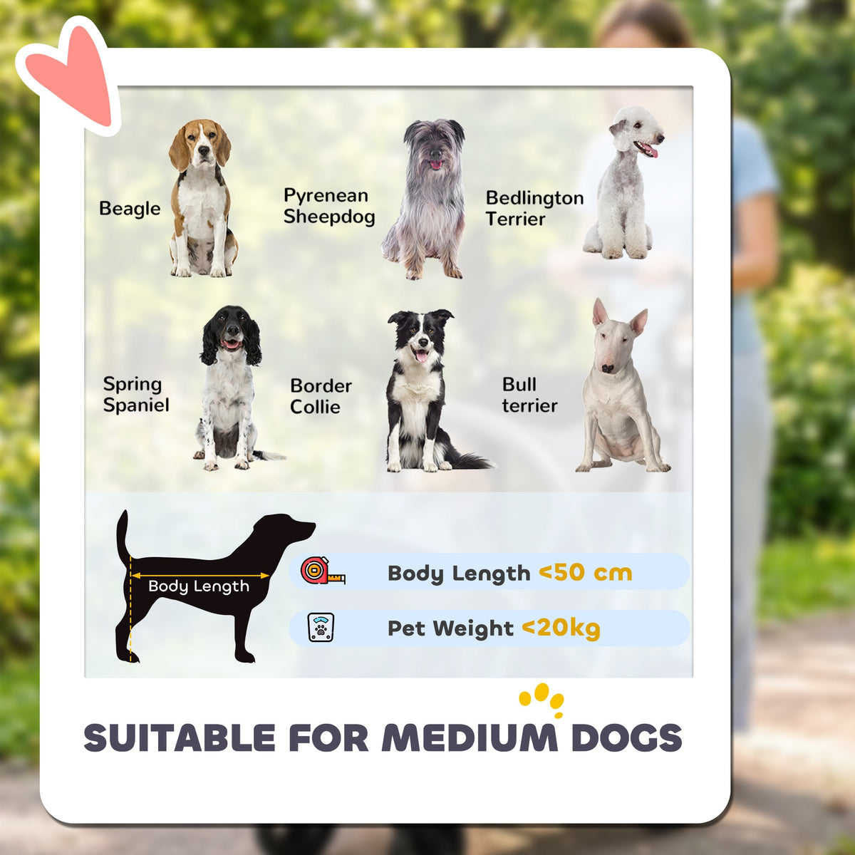 PawHut Dog Stroller, Easy Folding Pet Stroller for Small and Medium Dogs with Shock Absorption, Maximum Load 20 kg, Grey