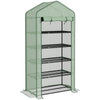 Outsunny 5 Tier Widened Mini Greenhouse with Reinforced PE Cover, Portable Indoor Outdoor Green House with Roll-up Door and Wire Shelves, 193H x 90W x 49Dcm, Green
