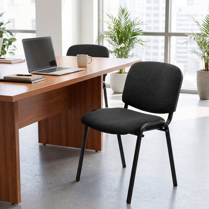 HOMCOM Meeting Chair, Stackable Ergonomic Office Chair with Padded Seat, Curved Backrest for Conference Room, Black