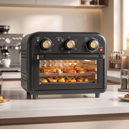 HOMCOM Air Fryer Toaster Oven, Convection Countertop Oven, with Adjustable Temperature and Timer, 12 L, Black