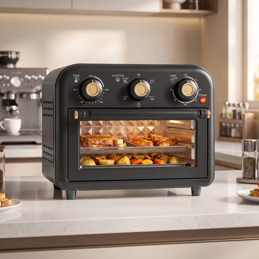 HOMCOM Air Fryer Toaster Oven, Convection Countertop Oven, with Adjustable Temperature and Timer, 12 L, Black