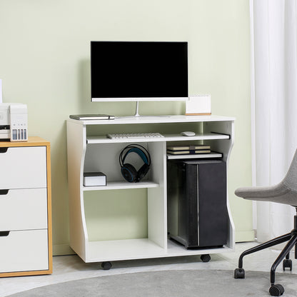 HOMCOM Multi-Storage Compact Work Desk in White