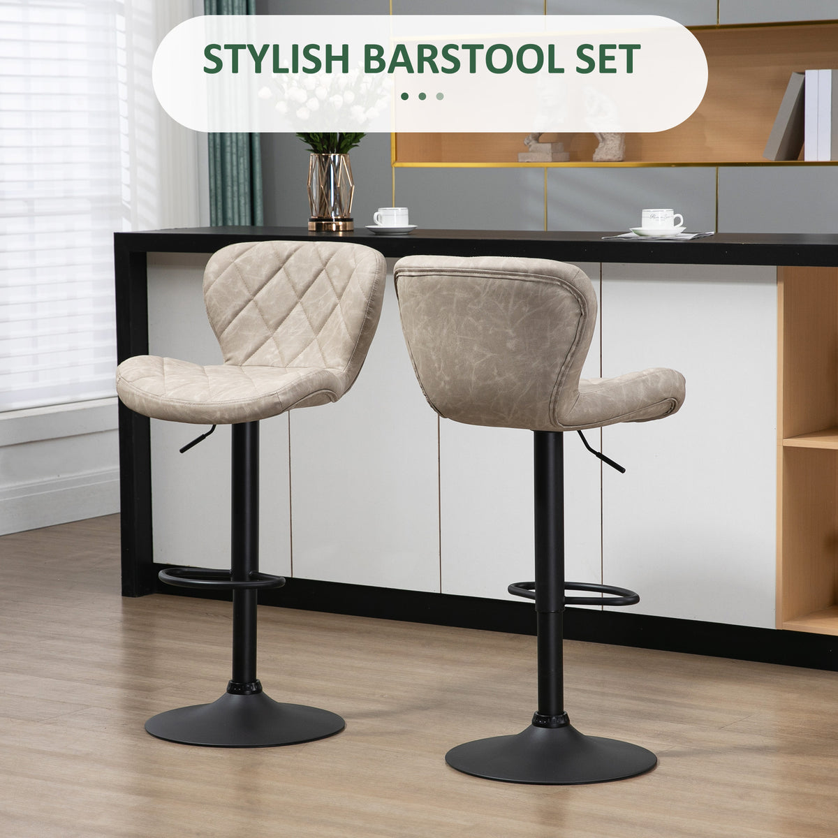 HOMCOM Bar Stools in Light Khaki