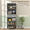 HOMCOM Storage Cabinet, Kitchen Cupboard with 3 Adjustable Shelves, 60L x 35W x 170H cm, High Gloss Grey