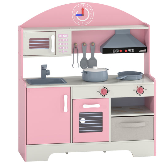 AIYAPLAY Kids Play Kitchen with Lights & Sounds in Pink