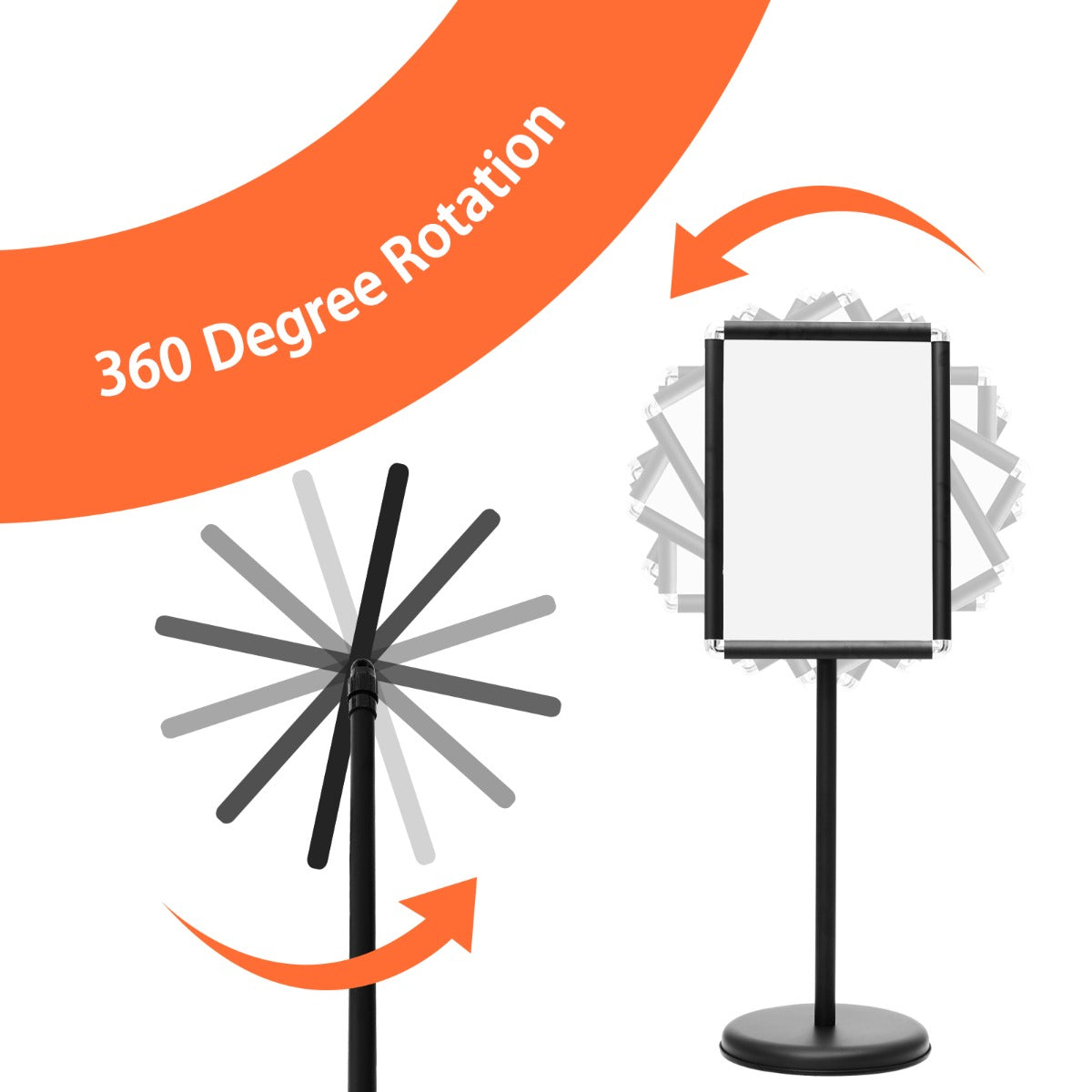 A3 Adjustable Poster Stand with Adjustable Height and 360° Rotation-Black
