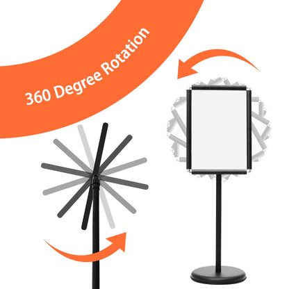 A3 Adjustable Poster Stand with Adjustable Height and 360° Rotation-Black