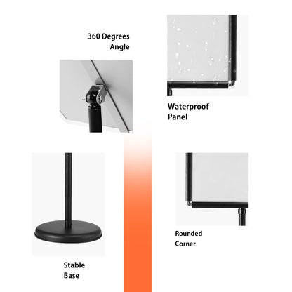 A3 Adjustable Poster Stand with Adjustable Height and 360° Rotation-Black