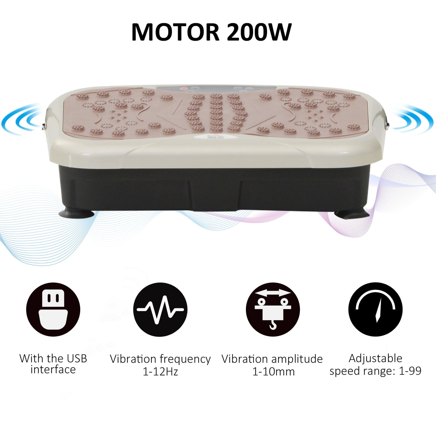 HOMCOM Vibration Plate Exercise Machine, Quiet Vibrating Plate for Weight Loss and Lymphatic Drainage with Resistance Bands, Remote Control, 99 Speed Levels