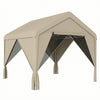 Outsunny 3 x 3 m Patio Gazebo with Netting & Curtains, Outdoor Canopy Shelter with Galvanised Steel Frame, Khaki