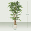 HOMCOM 180cm Artificial Ficus Tree, Fake Potted Tree with Solid Wood Trunk and Pot for Indoor, Green
