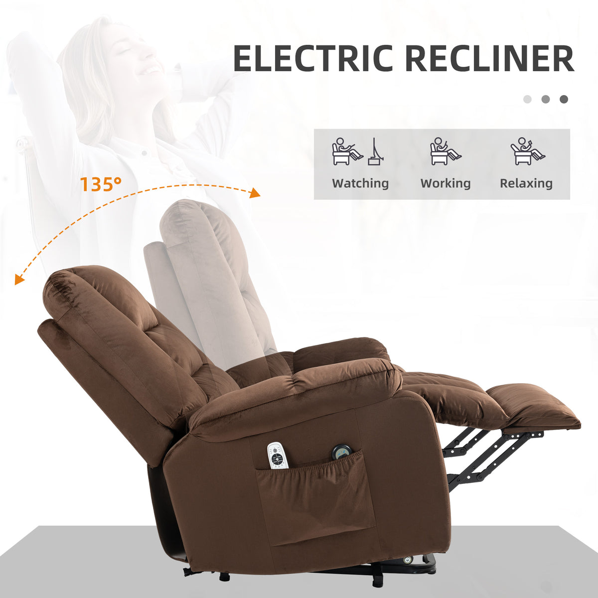 HOMCOM Leathaire Eight Massage Point Armchair in Dark Brown