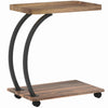 HOMCOM 2-Tier Mobile C-Shaped Side Table - Brown