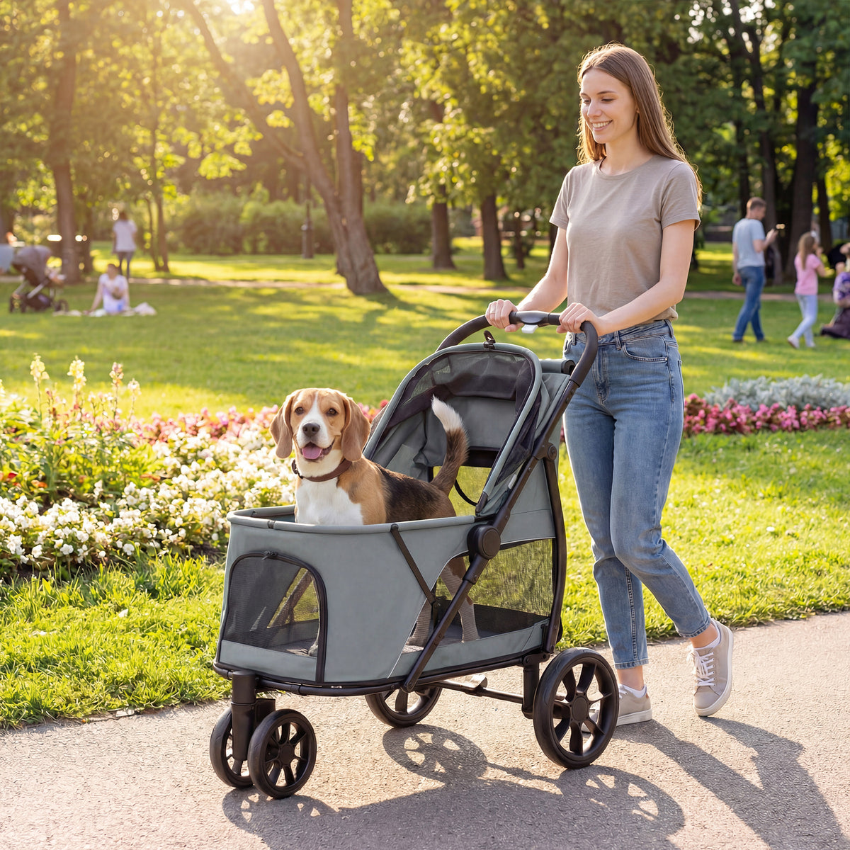 PawHut Dog Stroller in Grey