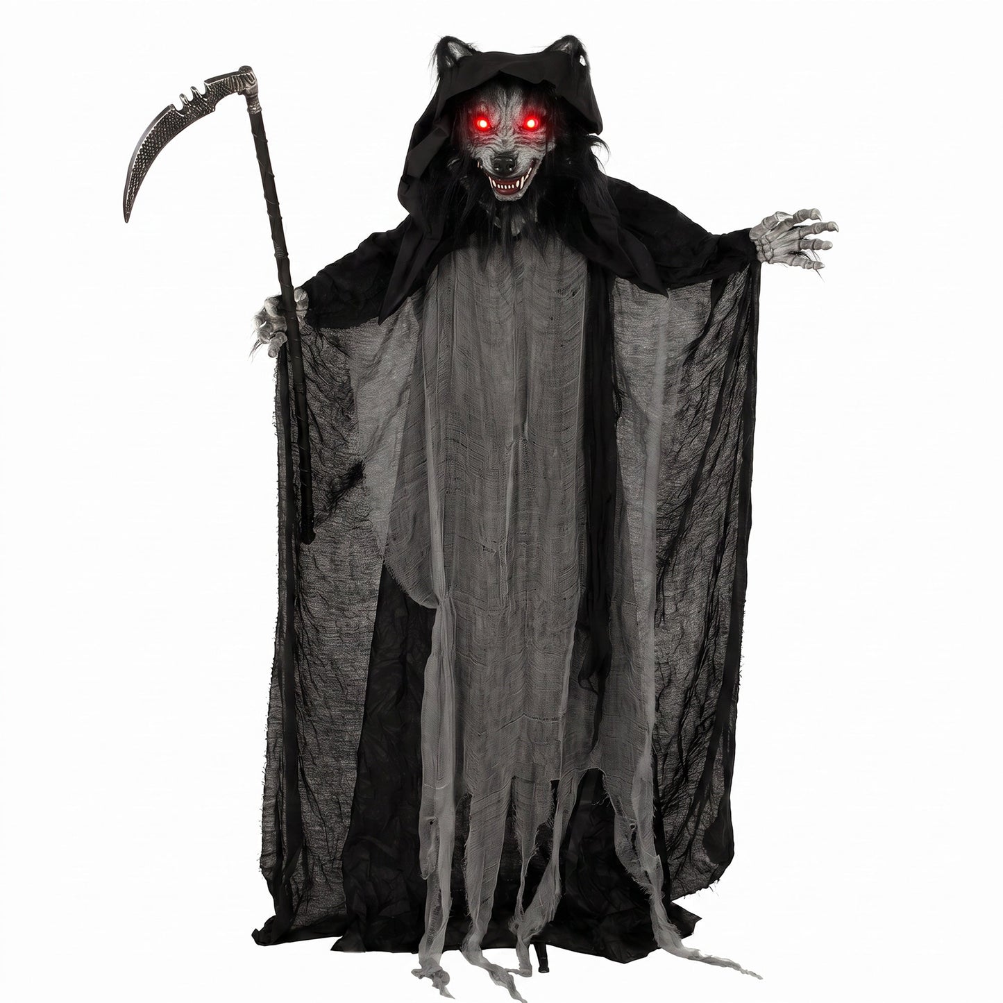 HOMCOM Halloween Standing Werewolf Animated Decoration with Light-Up Eyes, Sound and Touch Activated