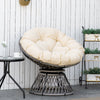Outsunny 360Â° Swivel Rattan Moon Bowl Chair Round Lounge Garden Wicker Basket Seat with Padded Cushion Oversized for Outdoor Indoor, Beige