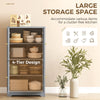 HOMCOM 4-Door Kitchen Storage Cabinet with Adjustable Shelves - Grey