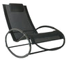 Outsunny Rocking Chair Sun Lounger Recliner Rocker Texteline Fabric Patio Garden Relaxer with Pillow, Black