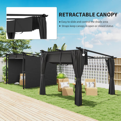 Outsunny Retractable Roof Pergola in Dark Grey