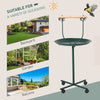 PawHut Bird Perch Stand with Four Wheels, Feeding Bowls, for Small, Medium Birds, Green