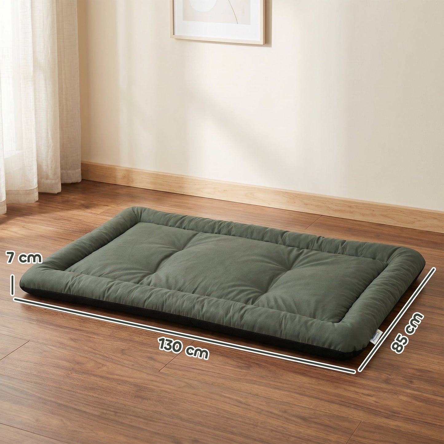 PawHut Waterproof Dog Bed, Foldable Pet Bed with Anti-Slip Bottom, Machine Washable for Large Dogs and Cats, 130 x 85 x 7 cm