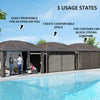 Outsunny 3 x 4m Hardtop Gazebo Canopy with Metal Roof, Aluminium Gazebo Permanent Pavilion with Netting and Curtains, Dark Grey