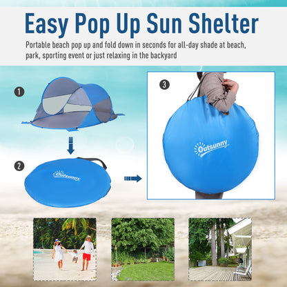 Outsunny Fibreglass Frame 2 Person Pop-Up Lightweight Camping Tent in Blue